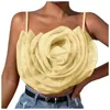 Kvinnors tankar Y2K Flower Front Crop Top modetank för kvinnor 2024 Summer ärmlös solid camis väst sexig spaghettiska remkamisoler