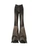 Jeans scintillanti neri da donna retrò Y2K anni '90 Cantaloni insaccati in insaccati EMO 2000s harajuku wide jeans abbigliamento alla moda 2024 240426