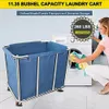 Large Industrial Rolling Laundry Cart Waterproof Heavy Duty 1135 Bushel Capacity Stainless Steel Commercial Household Basket 240424