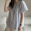 Women's Blouses Summer 2024 Raglan Sleeve Striped Blusas Mujer De Moda COTTON Womens Tops Shirt For Women Fashion