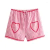 Suisses de survêtement pour femmes Shorts vintage Suit 2024 Fashion Summer Plaid Lace-Up Love-Up Shirt Blouse With Womens Two Peice sets
