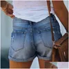 Jeans pour femmes shorts de créateurs de femmes pantalon féminin de poche courte régar vertu mi-glissière distraite mouche spandex coton solide dhy64