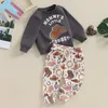 Kleding sets baby peuter babyjongen herfst winterkleding mama s kleine cowboy sweatshirt pullover tops hoed laarzen broek set western outfit