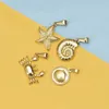 5pcs/Los 316L Edelstahl Gold plattierte Seesternschuhe Jakobsmuschel Krabbenschale Charmanhänger für Halskette Schmuck DIY MACHEN RETRO 240511