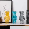 Objets décoratifs Figurines Artistique 25 cm Bearbricks moderne Statue Placing Golden Bear Brick Sculpture Home Decor Figurines Stattuette Ornement Figurines T2405