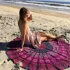 Chiffon Polyester 150cm Round Beach Towel Vacation Seaside Shawl Bath Towel Large Peacock tail printing Swimming Towel For Beach 240422