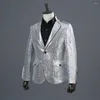 Costumes masculins veste pour hommes paillettes de mode Blazer vêtements pour hommes en nylon nylon poitrine argentée blazers vêtements