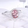 UMCHO 925 Anneau en argent sterling ovale classique rose Morganite anneaux pour femmes fiançailles