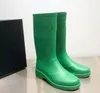 Designer Rain Boots Square Toe Dames Rainboots Dikke Sole enkel Waterdichte laars Fashion Rubber Boot Groen Witte zwarte laarsjes