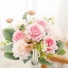 Decoratieve bloemen 7 kop kunstmatige bloem zijden roze pioen pieker voor binnen huis bruiloft diy decoratie bruid boeket hoge kwaliteit champagne nep