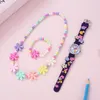 Montre-bracelets en jeu 3 pièces de montres florales avec colliers et bracelets pour enfants combinaison de cadeaux mignons