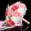 Fleurs de mariage Bouquet Bride tenant une fleur romantique colorée en mousse colorée Rose Rose Bridesmaid de Party Accessoire