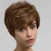 mixed hair fiber Wig silk short female fashion chemical straight headgear brown