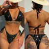 Swimwear Women Bling Sexy Bandage Bandage de maillot de bain Féminin Bikinis Set Black Summer Beachwear Female Haching Femme Bathing