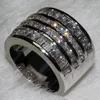 Anneau de mode Vecalon Princesse Cut CZ Diamond Engagement Band de bande de mariage pour femmes 10kt en or blanc rempli d'anneau de doigt 237Z