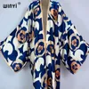 Kimono Summer Boho Print Kaftans Sweetwear Beach Cover-ups Elegant Cardigan Holiday Tenues pour les femmes Abaya