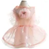 Vêtements de vêtements pour chiens Summer Cat mince Jupe Princesse légère Tulle floue bord rose robe violette PET L3635