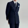 Men's Suits Luxury Elegent Mens Set Wedding Groom Formal Wear Double Breasted Slim Fit Normal Businessman 3 Pieces Blazer Vest Pant