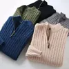 Pulls pour hommes Sweater de cachemire masculin épaississeur à moitié haut collat éclair et à la fermeture à glissière douce