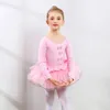 Filles Ballet Dance tutu robe enfants enfants courts / longues manches tulle bowknot gymnastique justaucorps banc de balle core d'anniversaire porteur 240426