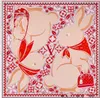 Écharpe de soie Femmes l Satin à la mode cachemire bandana anneau luxe écharpe carrée orteil en sergé de lapin polyvalent tissu Fonda taille 90x90 cm