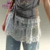 Röcke Mikumn Harajuku White Mesh Lace Y2K Koreanische Mädchen gestapelt Rock Chic Streetwear Apron Wrap up passende Hose