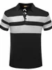 Männer T-Shirts Sommer Zilli lässig atmungsaktiv komfortable Farbe passende Knopfgestreifte Kurzarm-T-Shirts
