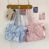 Totes lolita kawaii jk tas meisjes parel licht rimpel bowknot schouder dames 2024 Japanse middelbare school portemonnees en handtassen