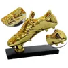 Objets décoratifs figurines européens Golden Shoden Football Football Soccer Trophy Trophy Best Shooter Gold Plated Shoe Boot League Fans Souvenir Cup Cup Gift Resin Crafts