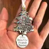 Party Decoration Christmas Ornament Hangable Alloy Pendants For Tree Decorative Words Printed Window Door