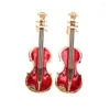 Broscher 1pc mode elegant röd violin stift lady crystal strass musikinstrument brosch stift smycken tillbehör