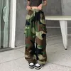 Frauenhose Amerikanische Vintage Camouflage Cargo Frauen Sommer Streetwear Lose geradlinige Weitbeinhose Frau