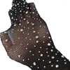 Mujeres calcetines para mujer para medias de rehinestone diamond fishet -bollow outfle brillo brillo pantimedias joyas brillantes joyas acrílicas medias de refugio