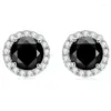 Studörhängen Elegant 0,8CT Black Moissanite Diamond for Women 925 Sterling Silver Party Sparkling Luxury Jewelry