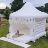 4,5 mlx4,5mwx3,5 mh (15x15x11,5ft) Full PVC White Wedding Bounce House Classic uppblåsbart bouncy Castle med Blower Mat Air Jumping Bouncer för Bridal Event Party