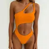 Frauen Badebekleidung ein Stück Monokini Frauen Schulter hoher Taille Bikini Set Cross Cross 2 Badeanzug Badeanzug Tankini