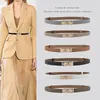 Ceinture de créateurs Femmes Beltes en cuir pour la ceinture en jean robe avec ceintures en boucle doré pour les femmes adaptées au tour de taille de 55-98 cm