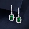 Studörhängen 925 Sterling Silver Crushed Emerald Citrine Sapphire Created Moissanite Drop High Jewelry