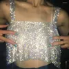 Damestanks nachtclub pailletten ingesteld met diamanten kettingband borstvest disco dansende bar sexy