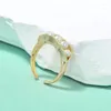 Cluster anneaux Natural Pearl Ring Designer incrusté de luxe léger à la main et exquis
