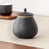 Garrafas de armazenamento Cabines de chá cerâmica estilo japonês Café Pots Jars Caddy tradicional para cozinha preta e glod