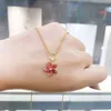Neckless for Woman Swarovskis sieraden 1.1 Hoge versie Tropisch regenwoud Roze bloem ketting Dames slik kristal kraagketen