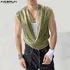 Men's Tank Tops INCERUN 2024 Korean Style Flash Pile Collar Design Casual Clubwear Male Comfortable Sleeveless Vests S-5XL