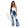 Women's Jeans Women's Fashion Patchwork Flare Baggy Sexy Hip Slim Cargo Pants Woman Jean Street Trousers Denim Wide Leg