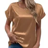 T-shirts pour femmes Summer Femmes à manches courtes Blanche en satin de soie