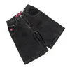American Dark Prosto nogi Hip Hop Printed Denim Shorts Men Y2K HARAJUKU Fashion Casual Trend Gothic Wide Quarter Pants 240429
