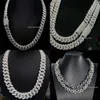 Bling Hiphop Chain Box Clasm 13 mm S925 Silver 2 Tones 2 Rows Pass Tester Brilliant Round Coup Moisanite Collier Cubain Cubain Collier