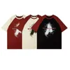 Cotton American Personality Retro Street Print T-shirt Fashion Harajuku Loose Hip Hop Womens Cavai Dress Short sleeved Top 240428