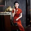 Vêtements ethniques de haute qualité Real Silk Qipao Cheongsam Top Jupe Style de tous les jours