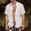 Herren T -Shirts 2024 Sommer neuer Männer lässig Solid Ausschnitt Design Casual Mode Kurzarm Flip Kragenknopf Hemd Top plus Tees Polos
